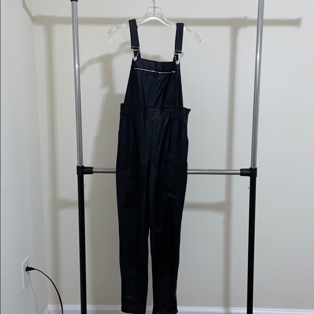 Black ‘Vegan Leather’ Overalls